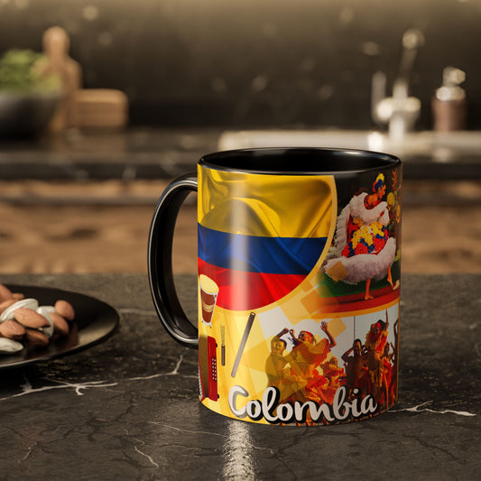 Colorful Colombian Art Mugs, Coffee Cup, Unique Gift, Vibrant Design, Home Decor, Cultural Celebrations