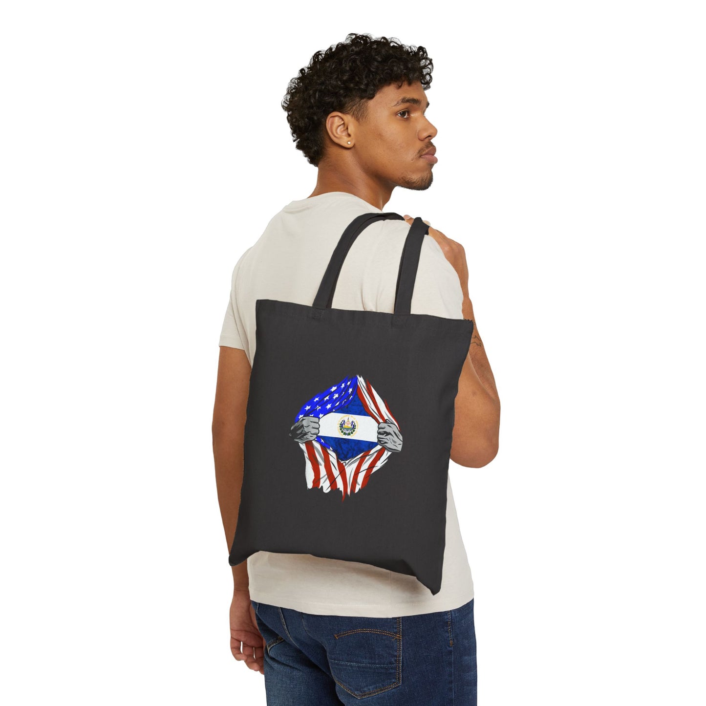 Patriotic Cotton Canvas Tote Bag | Eco-Friendly, Reusable Shopping Bag | Perfect for Independence Day, Gifts, School, Travel, Bolso el Salvador