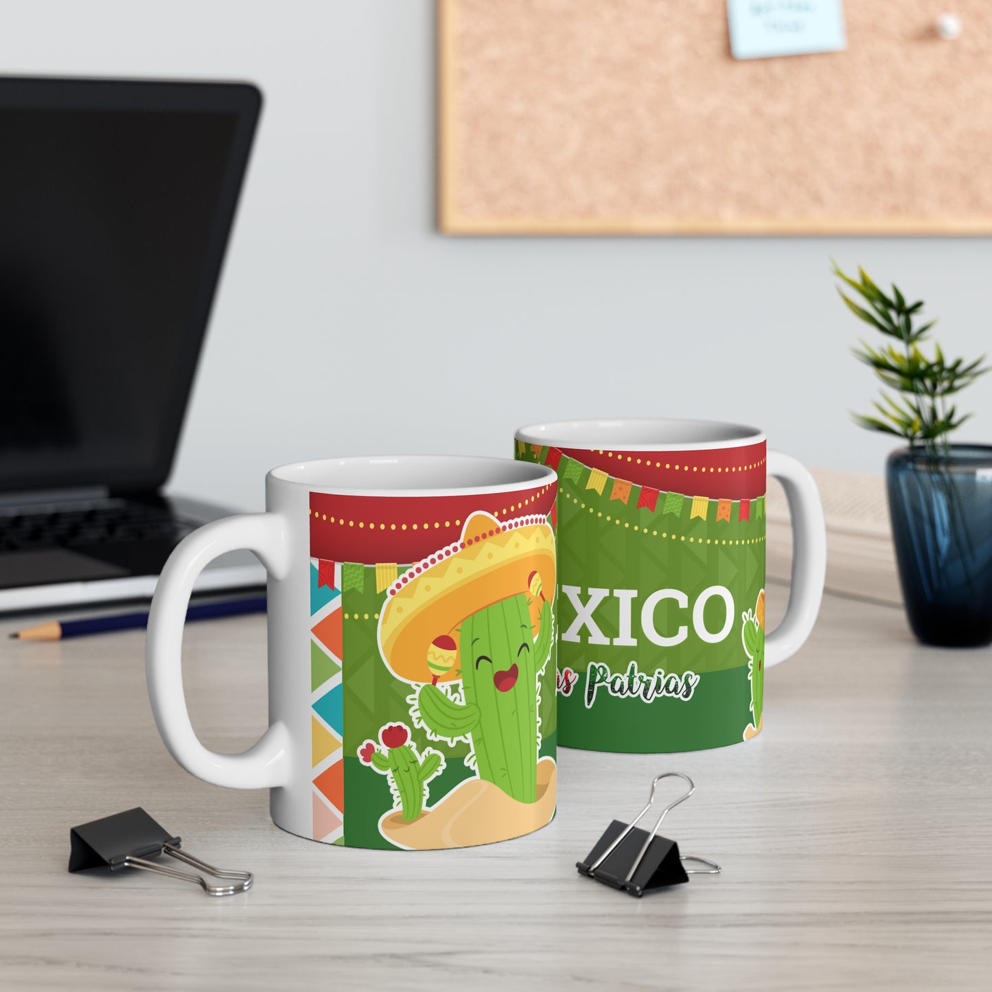 Fiesta Cactus Mug | Celebrate Mexico, Funny Drinkware, Gift for Her, Fiestas Patrias, Colorful Ceramic Cup, Taza México