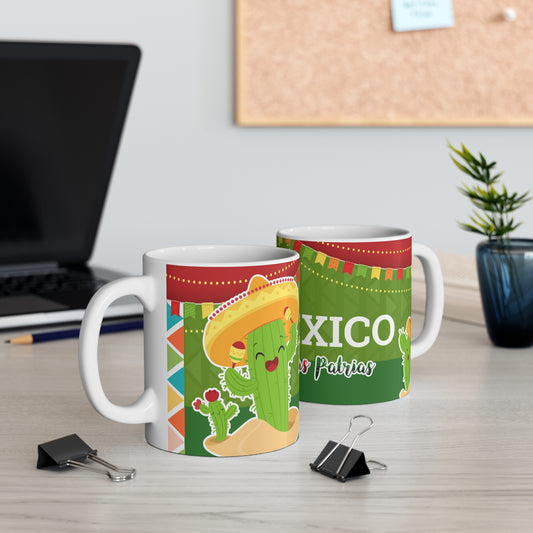 Fiesta Cactus Mug | Celebrate Mexico, Funny Drinkware, Gift for Her, Fiestas Patrias, Colorful Ceramic Cup, Taza México