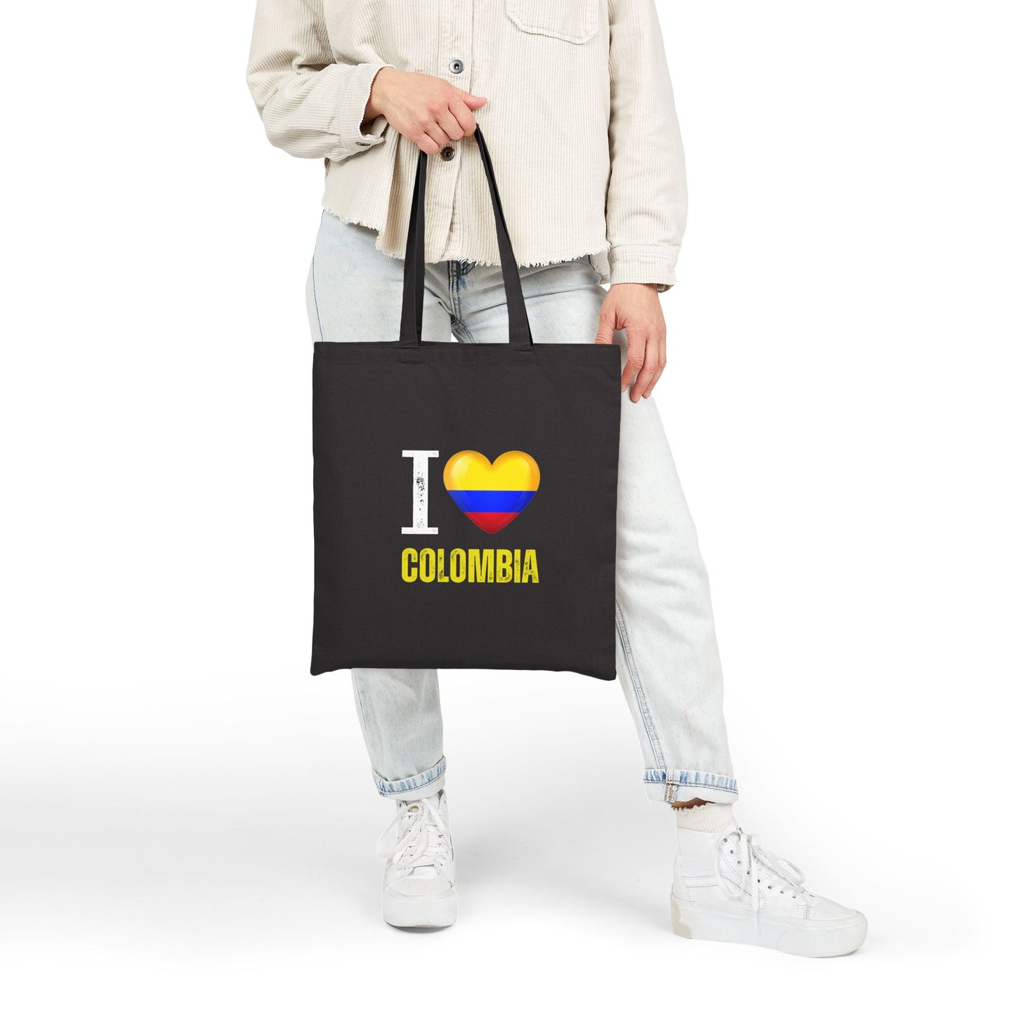 Colombian Love Tote Bag | Eco-Friendly Cotton Canvas, Shopping Bag, Beach Tote, Travel Essential, Gift for Colombians