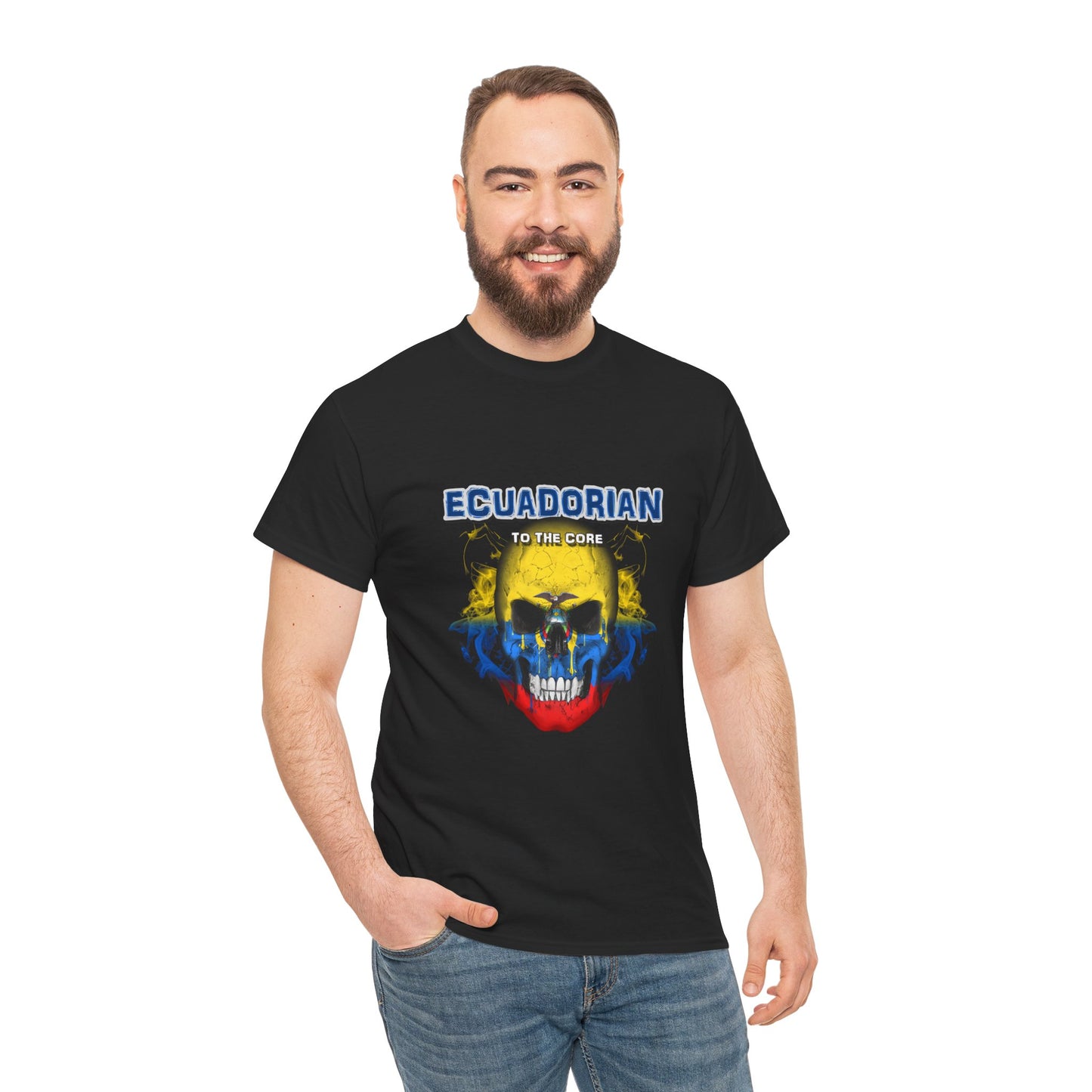 Ecuadorian Skull Tee - Unisex Heavy Cotton T-Shirt, Ecuador Pride Shirt, Skulls Design, Gift for Ecuadorians, Casual Wear, Unique Tee