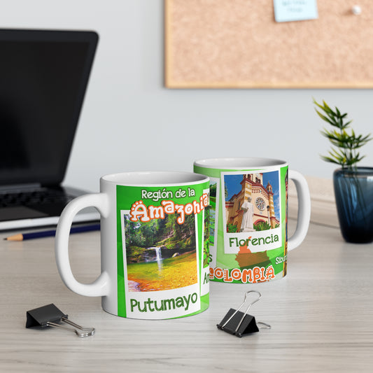 Amazonia Adventure Coffee Mug, Tropical Mug Gift, Nature Lover's Mug, Verde Coffee Cup, Eco-Friendly Drinkware, Colombia Mug