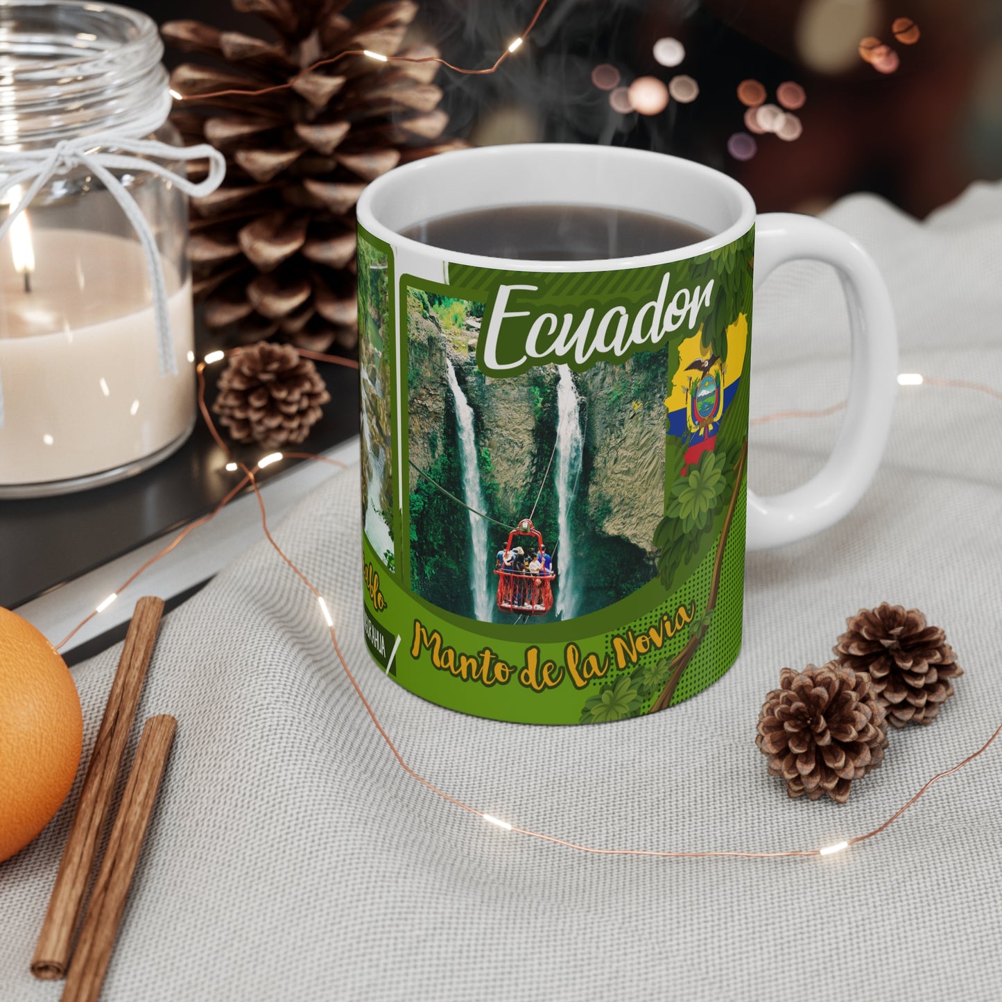 Travel Memories Mug, Scenic Coffee Cup, Nature Lover Gift, Adventure-themed Drinkware, Unique Souvenir for Travelers, Taza Ecuador