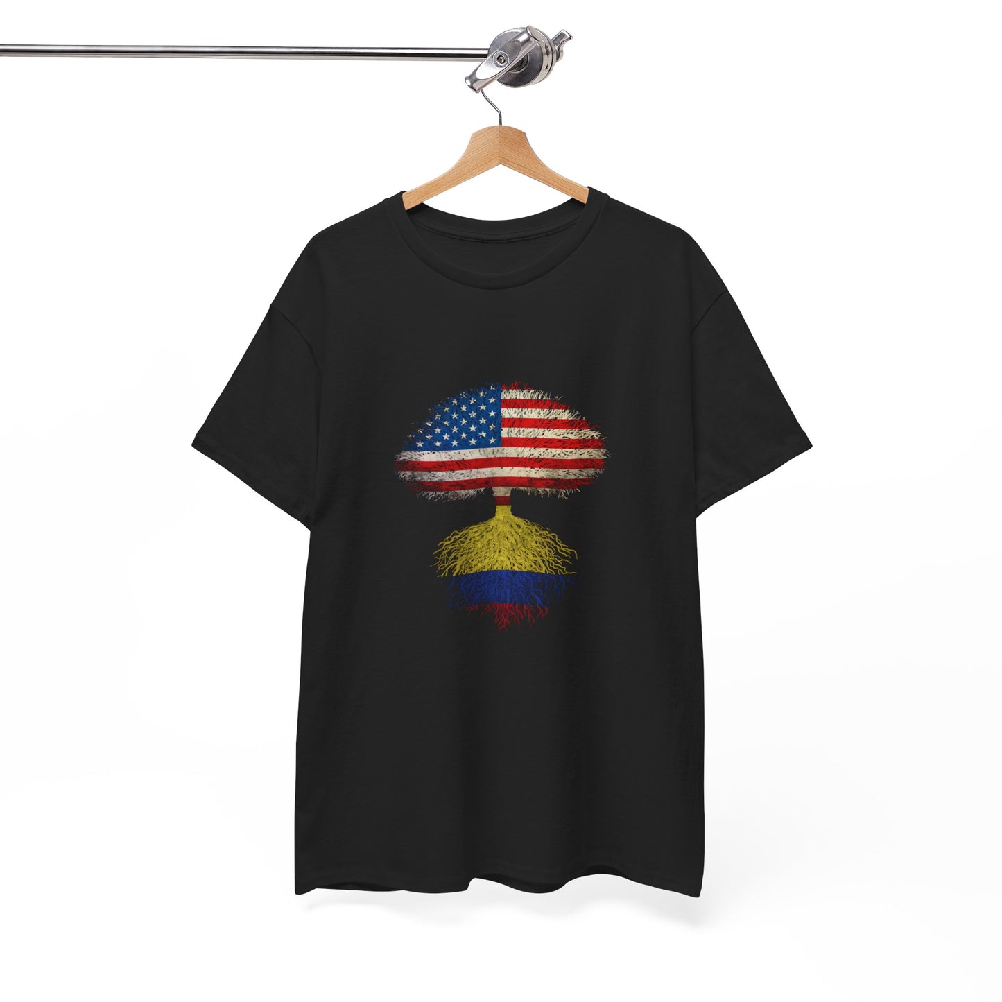 Patriotic Tree Tee - Unisex Heavy Cotton T-Shirt with American Flag Design, Outdoor Adventure Shirt, Gift for Nature Lovers, Colombian