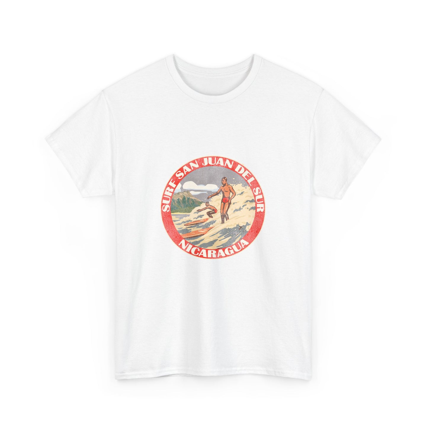 Vintage Nicaragua Surf Tee, Unisex Heavy Cotton T-Shirt, Beach Vibes, Summer Casual Wear, Gift for Surf Lovers, Retro Travel Shirt