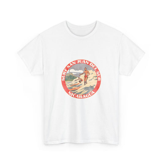 Vintage Nicaragua Surf Tee, Unisex Heavy Cotton T-Shirt, Beach Vibes, Summer Casual Wear, Gift for Surf Lovers, Retro Travel Shirt
