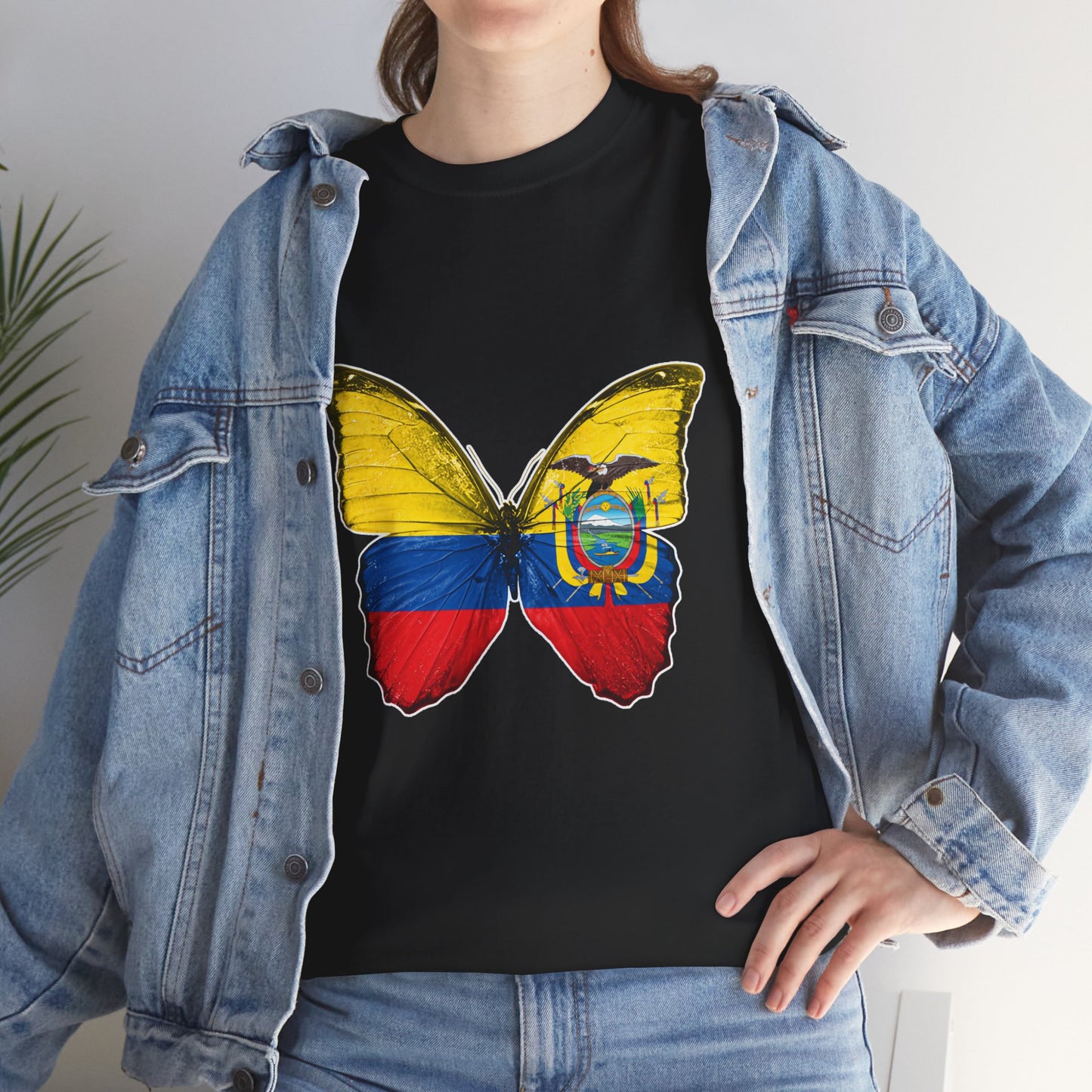 Ecuador Butterfly Tee, Unisex Cotton Shirt, Eco-Friendly Gift, Travel Souvenir, Nature Lover Apparel, Festival Wear, Spring Fashion
