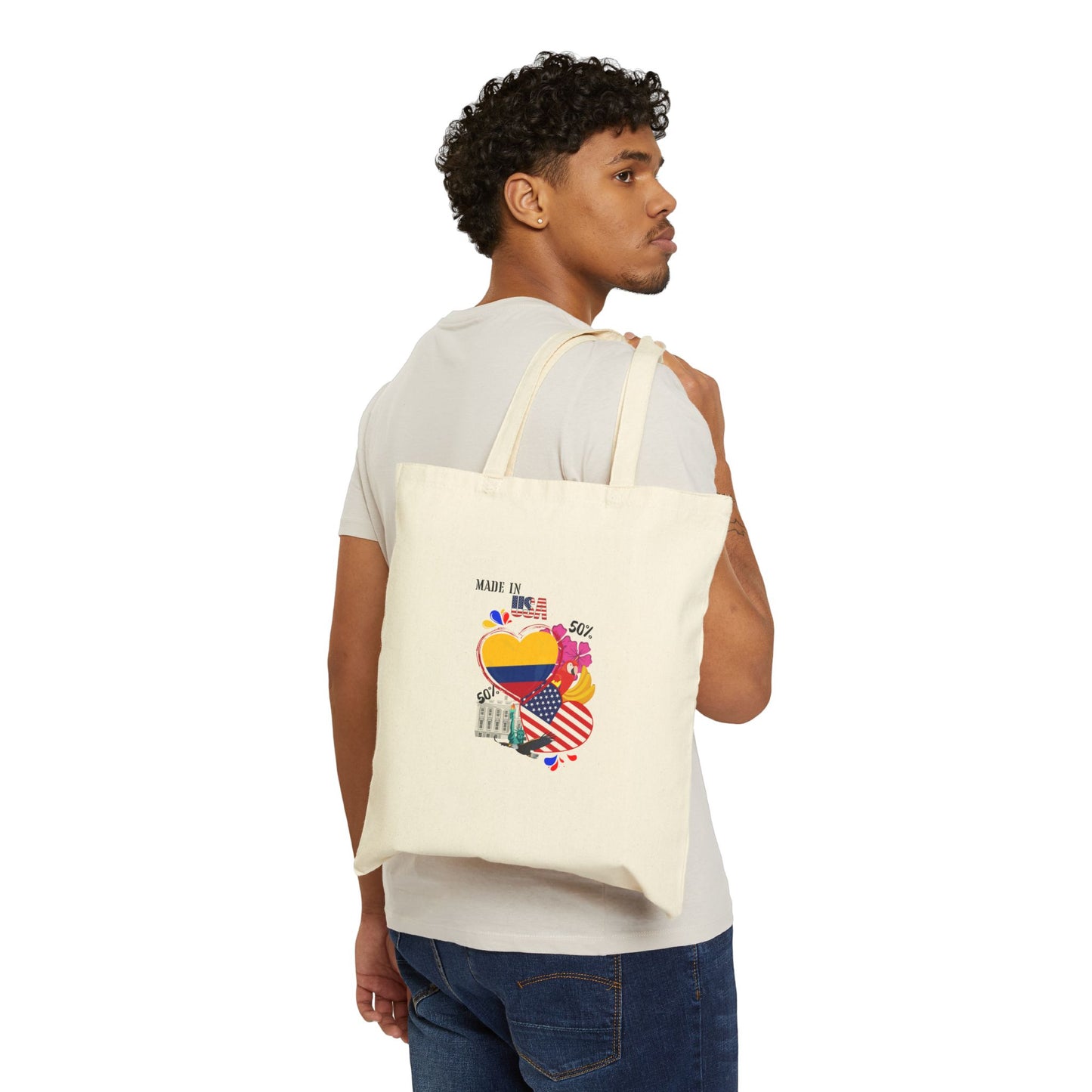 Patriotic Canvas Tote Bag, Eco-Friendly Shopping, Love for Country, Perfect for Independence Day, Gifts for Travelers, Colombian Tote Bag
