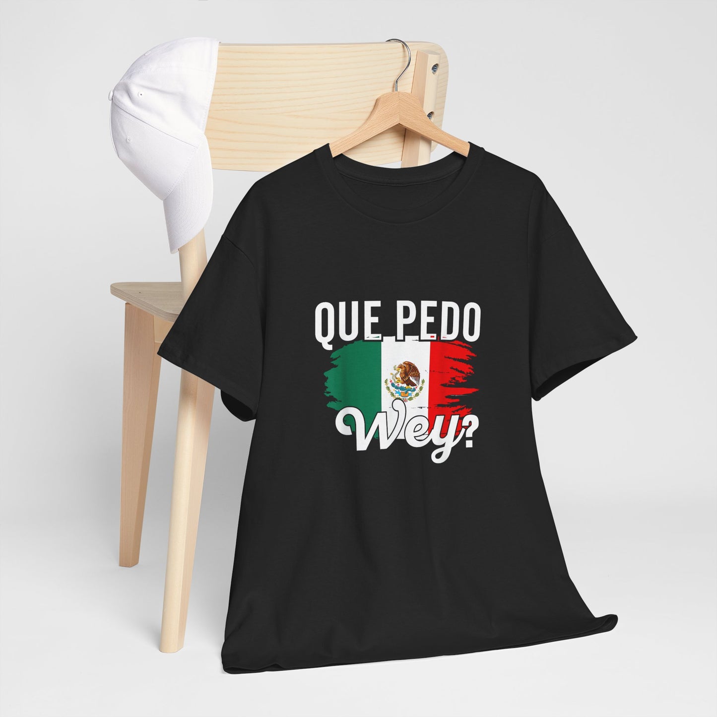 Mexican Pride Tee, Unisex Heavy Cotton Shirt with Colors of Mexico, Que Pedo Wey Graphic Top, Casual Wear, Gifts for Friends