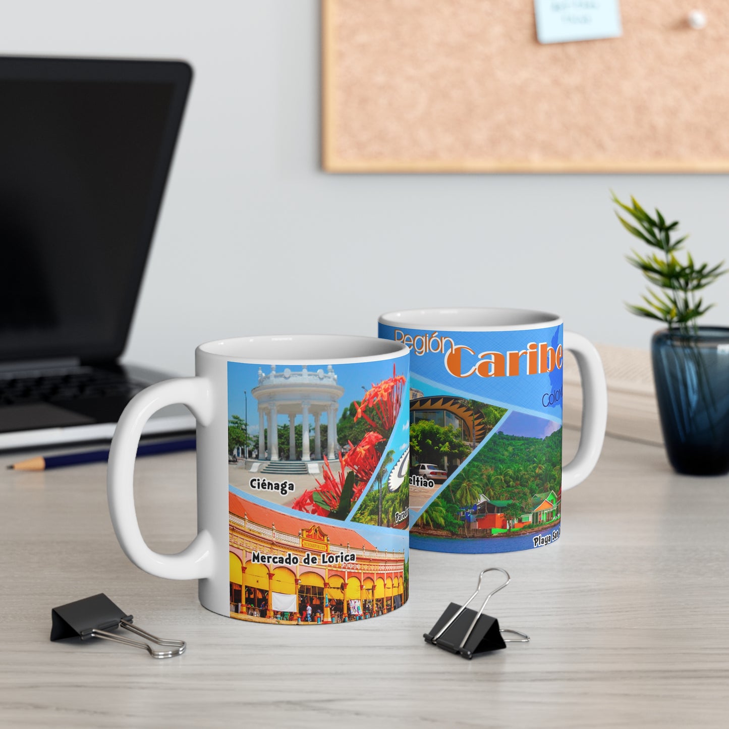 Colorful Travel Mug, 11oz Traveler's Delight Coffee Cup, Souvenir Mug, Adventure Gifts, Highlights of Your Journey, Región Caribe, Colombian Coffee