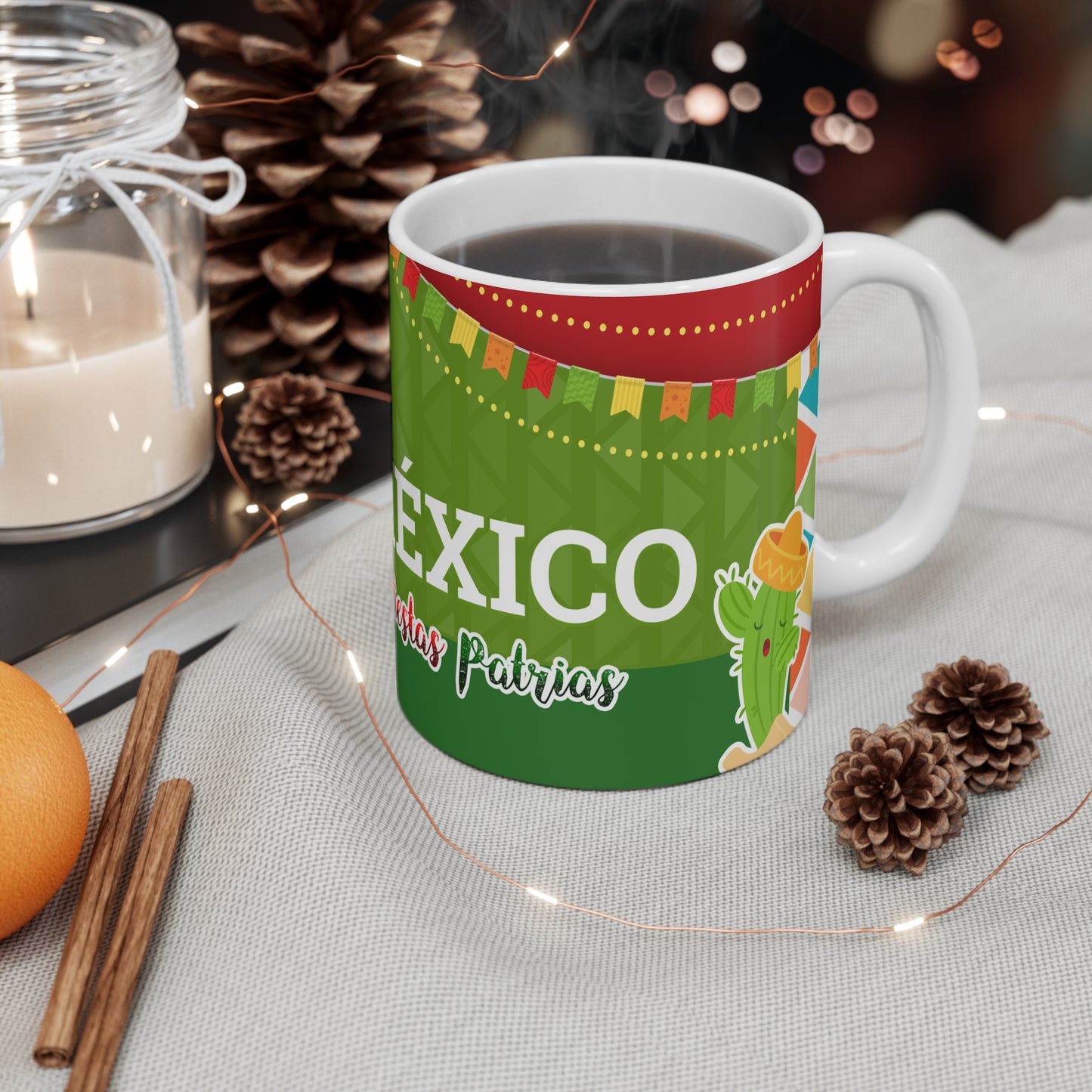 Fiesta Cactus Mug | Celebrate Mexico, Funny Drinkware, Gift for Her, Fiestas Patrias, Colorful Ceramic Cup, Taza México