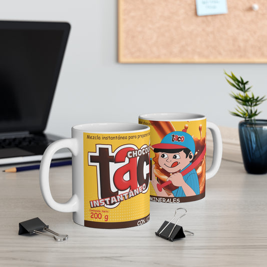 Chocolate Taco Instant Mug with Whimsical Design, Fun Gift for Kids, Hot Cocoa Lover Mug, Unique Retro Kitchen Decor, Collectible Coffee Cup