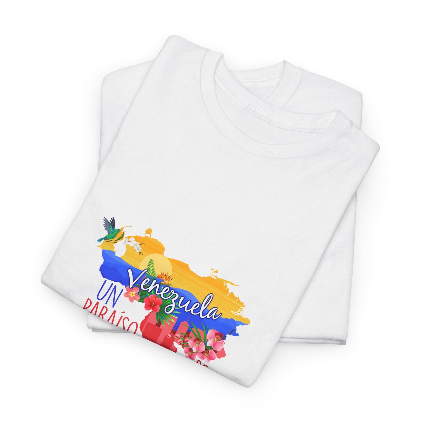 Vibrant Paradise Unisex Heavy Cotton Tee, Gift for Nature Lovers, Casual Wear, Summer Outfit, Venezuela Shirt