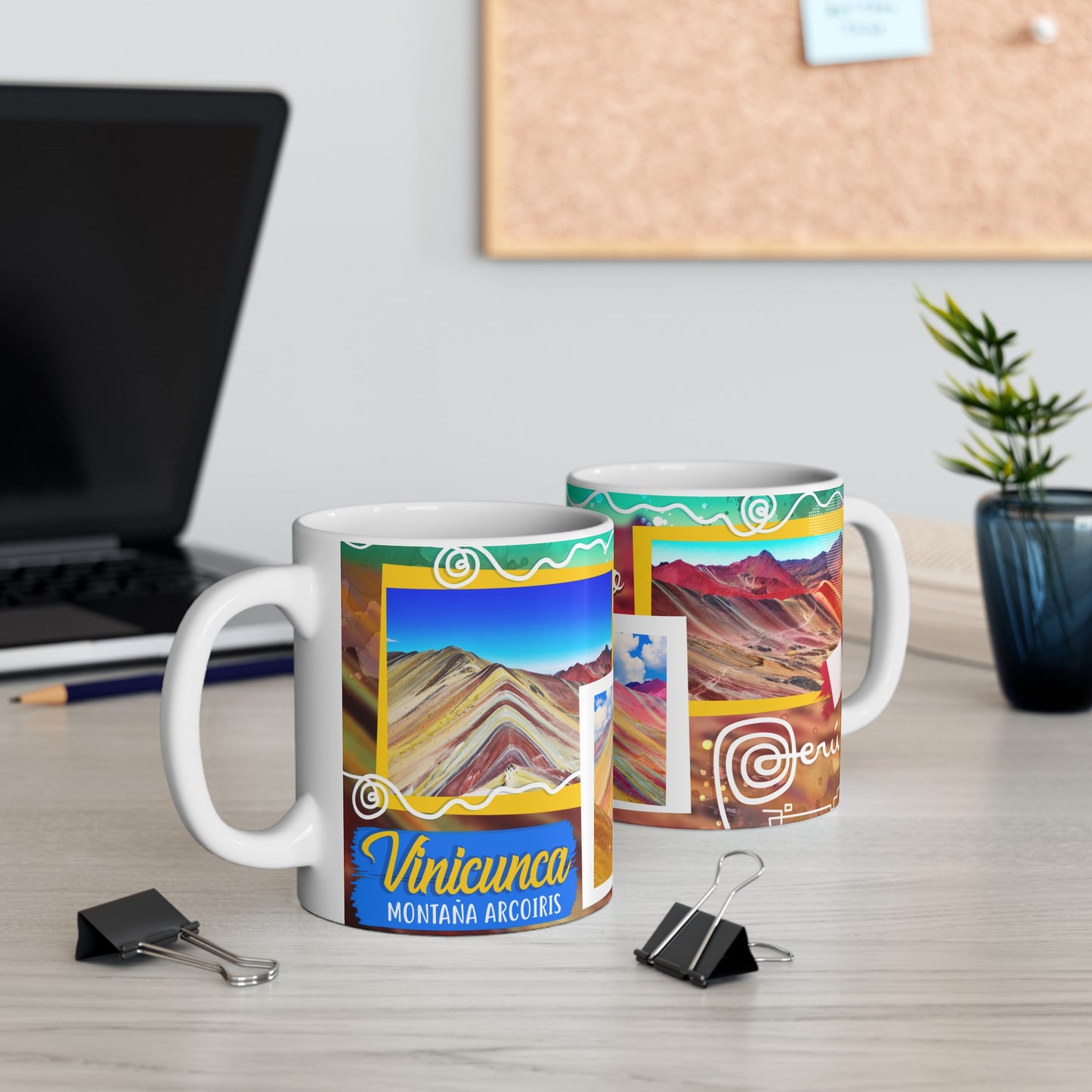 Vibrant Cusco Mug, Rainbow Mountain Coffee Cup, Travel Souvenir Gift, Colorful Ceramic Drinkware, Unique Home Decor, Taza Perú