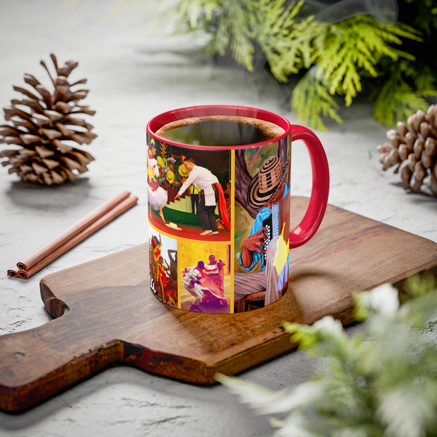Colorful Colombian Art Mugs, Coffee Cup, Unique Gift, Vibrant Design, Home Decor, Cultural Celebrations