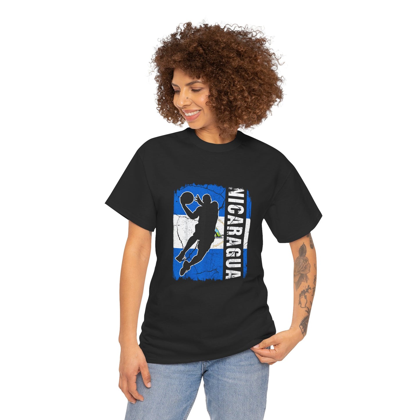 Basketball Lover's Unisex Heavy Cotton Tee, Sports Shirt, Gift for Him/Her, Casual Wear, Comfortable Tee, All Season Apparel, Nicaragua