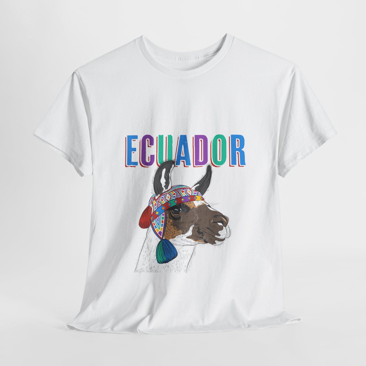 Ecuador Llama Tee, Unisex Heavy Cotton Tee, Ecuadorian Culture Shirt, Travel Gift, Ethnic Wear, Animal Lover T-Shirt