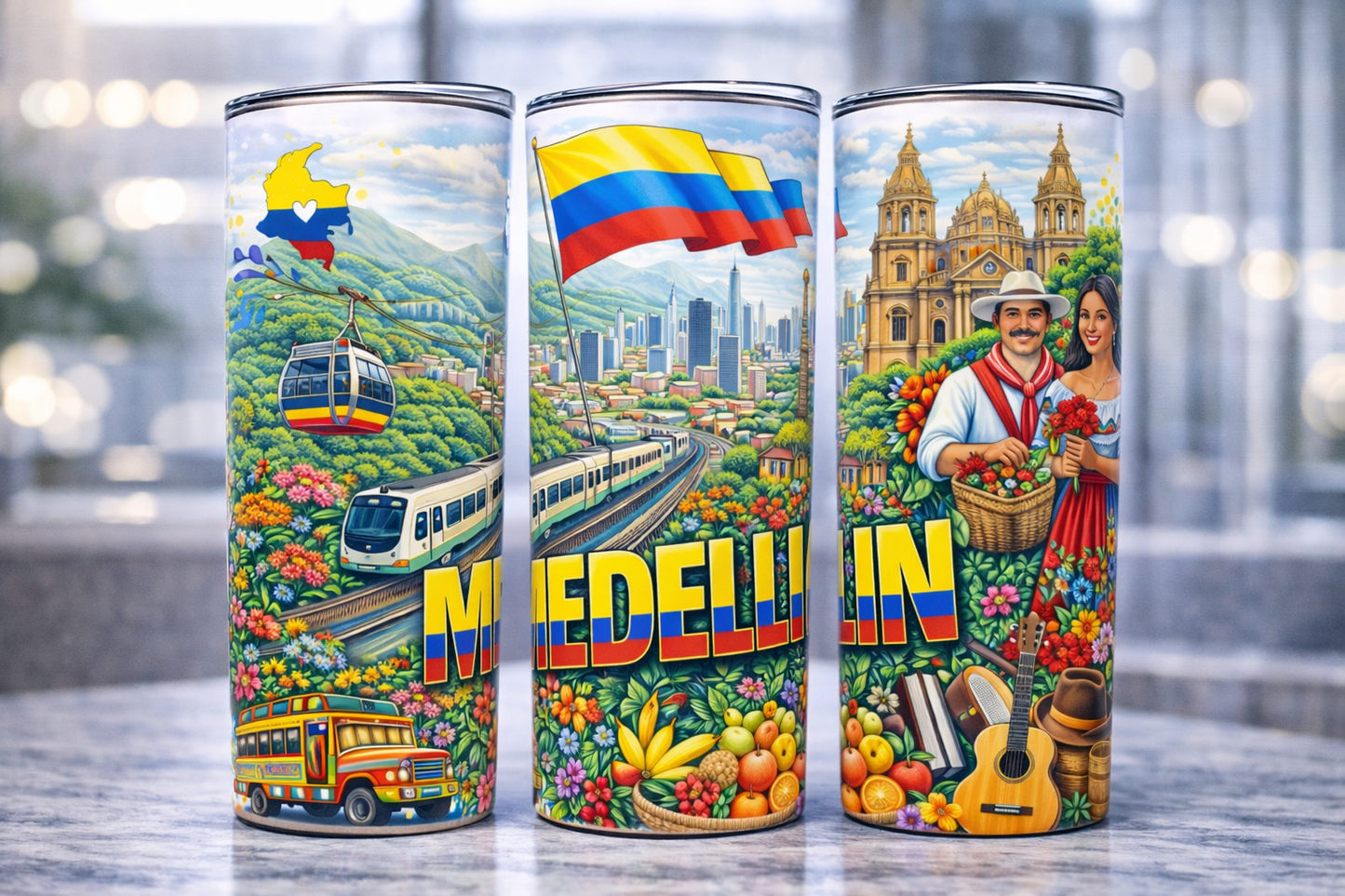 Vaso Colombia 20 oz | Tumbler Personalizado | Tradición y Cultura Colombiana | 20 oz Stainless Steel Tumbler  | Medellín Colombia