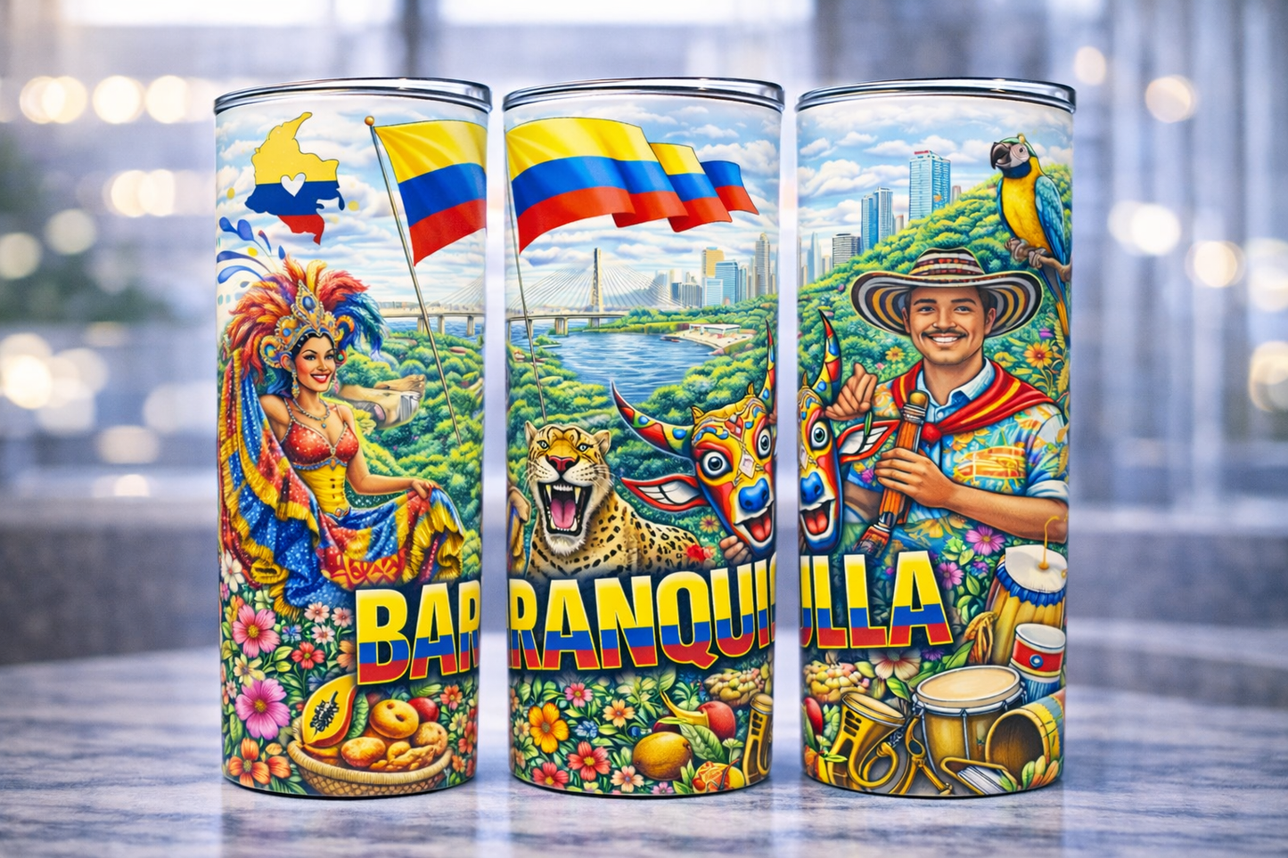 Vaso Colombia 20 oz | Tumbler Personalizado | Tradición y Cultura Colombiana | 20 oz Stainless Steel Tumbler  | Barranquilla Colombia