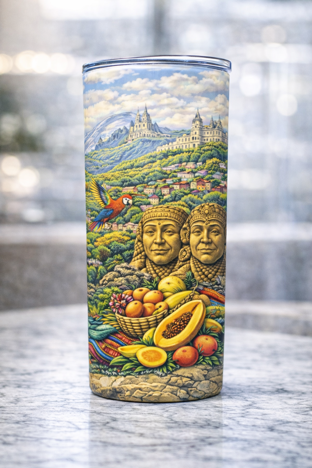 Tumbler Ecuador 20 Onzas | Vaso Sublimado con Arte Ecuatoriano | 20 oz Stainless Steel Tumbler | Orgullo Ecuatoriano