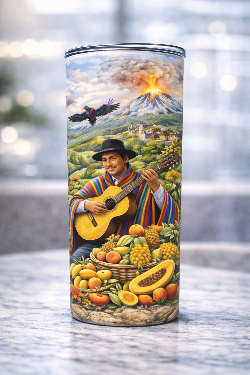 Tumbler Ecuador 20 Onzas | Vaso Sublimado con Arte Ecuatoriano | 20 oz Stainless Steel Tumbler | Orgullo Ecuatoriano