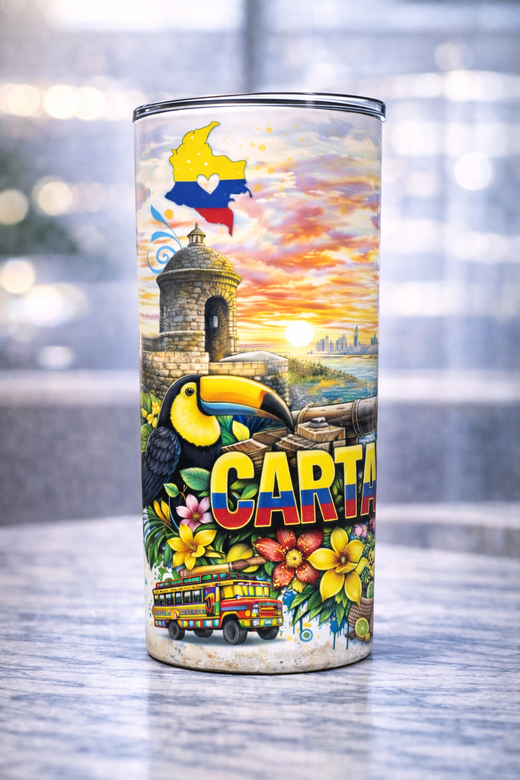 Vaso Colombia 20 oz | Tumbler Personalizado | Tradición y Cultura Colombiana | 20 oz Stain  | Cartagena Colombia                                less Steel Tumbler