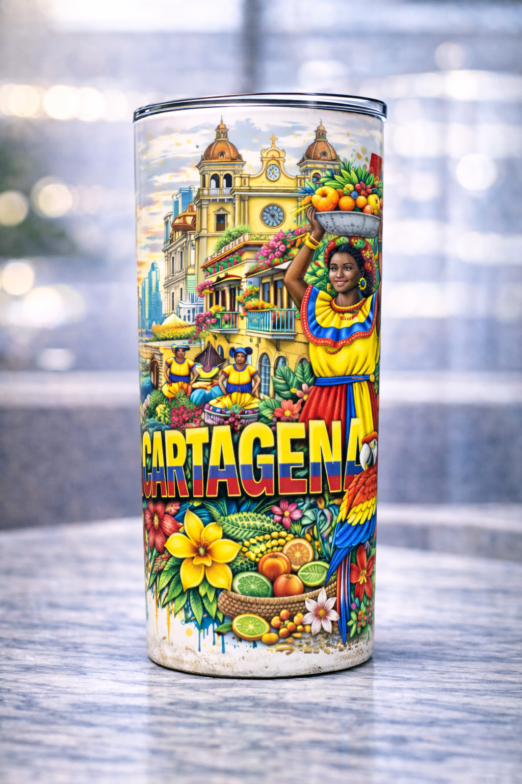 Vaso Colombia 20 oz | Tumbler Personalizado | Tradición y Cultura Colombiana | 20 oz Stain  | Cartagena Colombia                                less Steel Tumbler