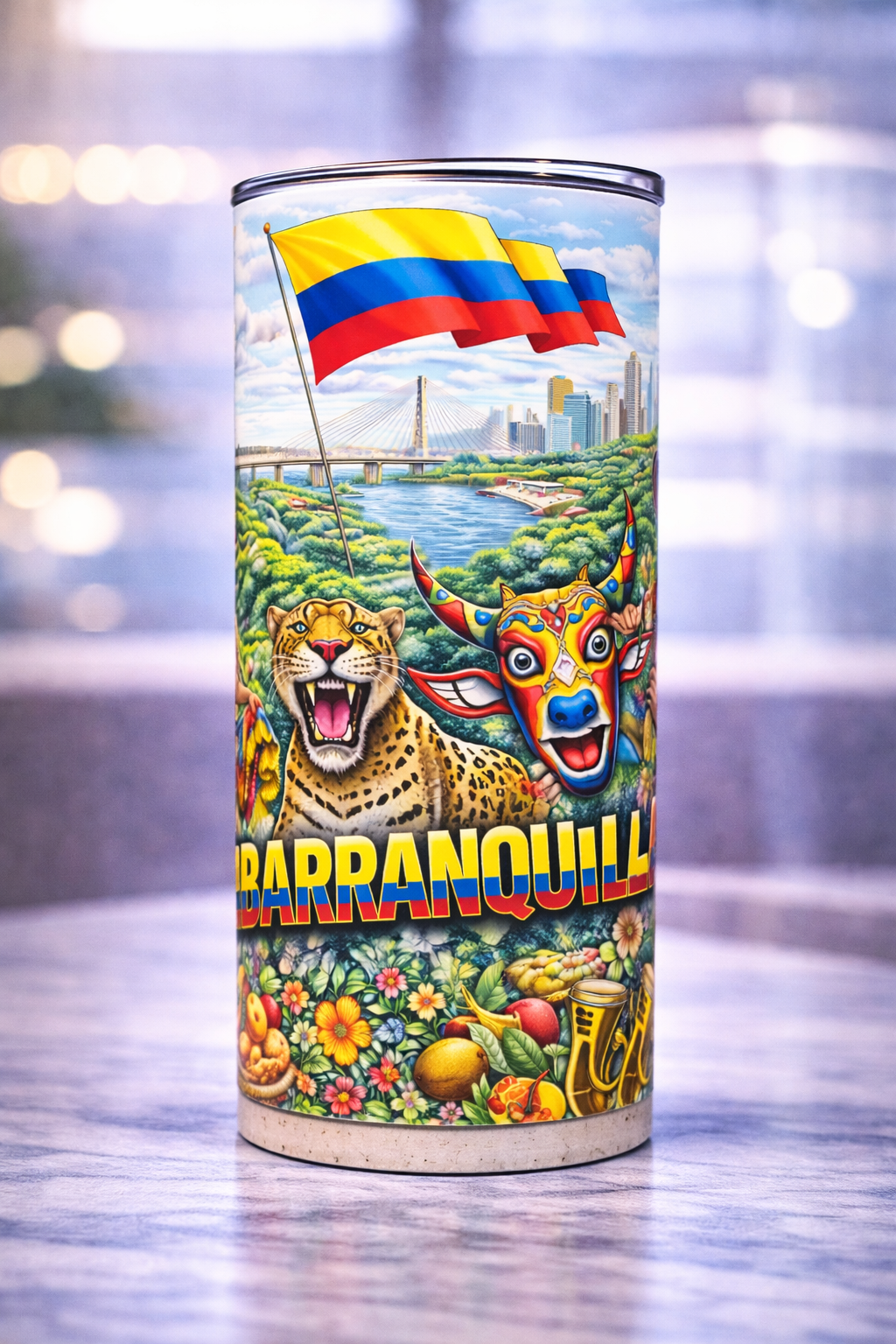Vaso Colombia 20 oz | Tumbler Personalizado | Tradición y Cultura Colombiana | 20 oz Stainless Steel Tumbler  | Barranquilla Colombia