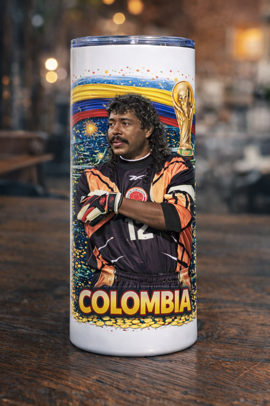 Colombian Soccer Legends Tumbler 20oz | Vaso de Fútbol Colombiano Coleccionable | Cultura Colombiana | Pipe Valderrama | Selección Colombia